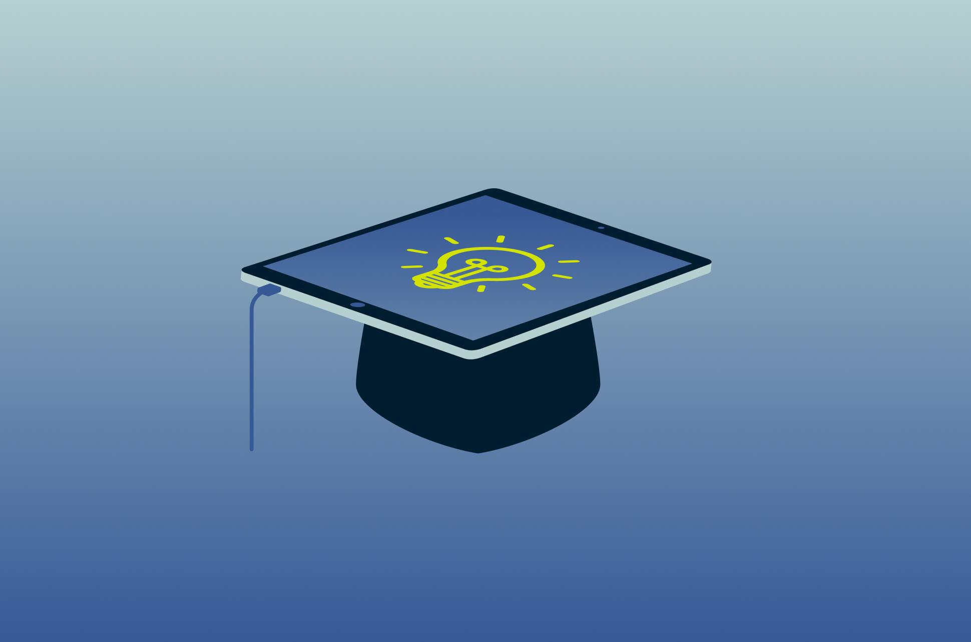 Graduation hat but with a tablet.