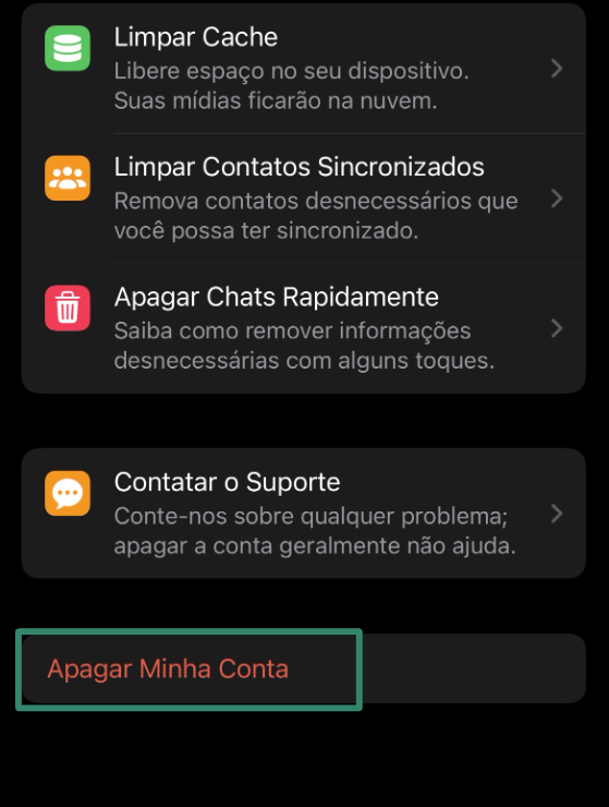 The Telegram "Delete My Account" button on iPhone.