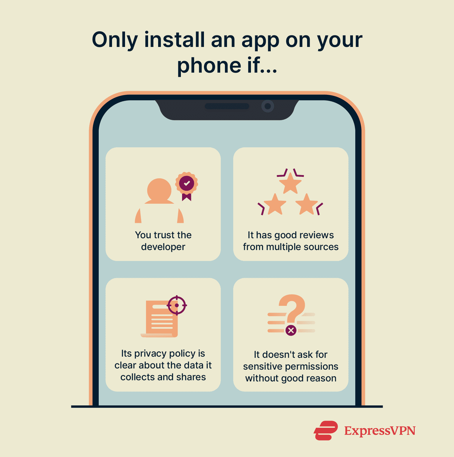 A list of things to check before installing an app on your phone to protect your privacy.