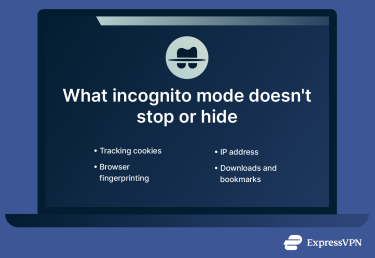 An infographic listing things incognito mode doesn't hide