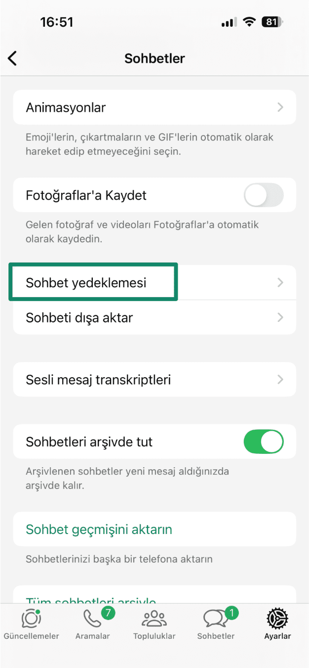 Tap On Chat Backup Tr
