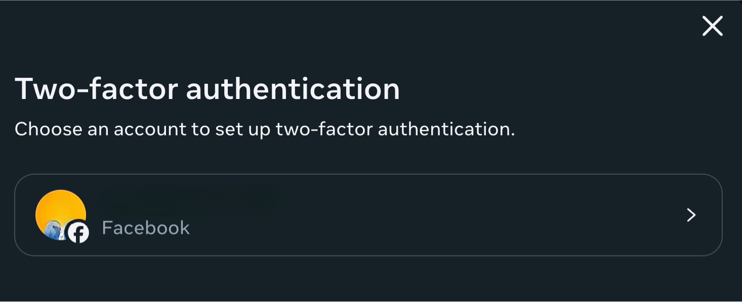 Choosing a Facebook account for password setup.