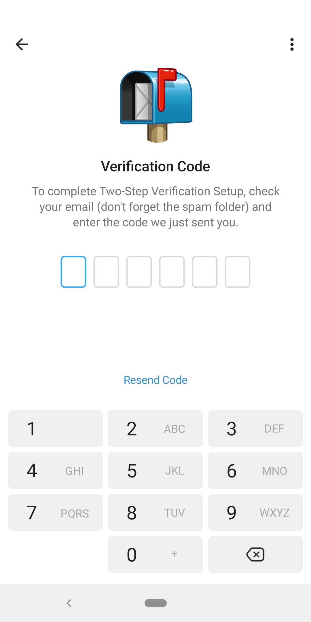Phone screen showing Telegram verification code input.