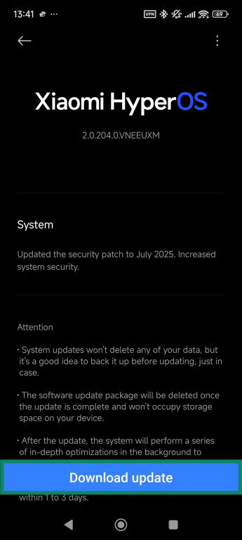 Update center home screen.