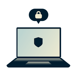 Ordenador portátil conectado a Internet a través de un servidor proxy.