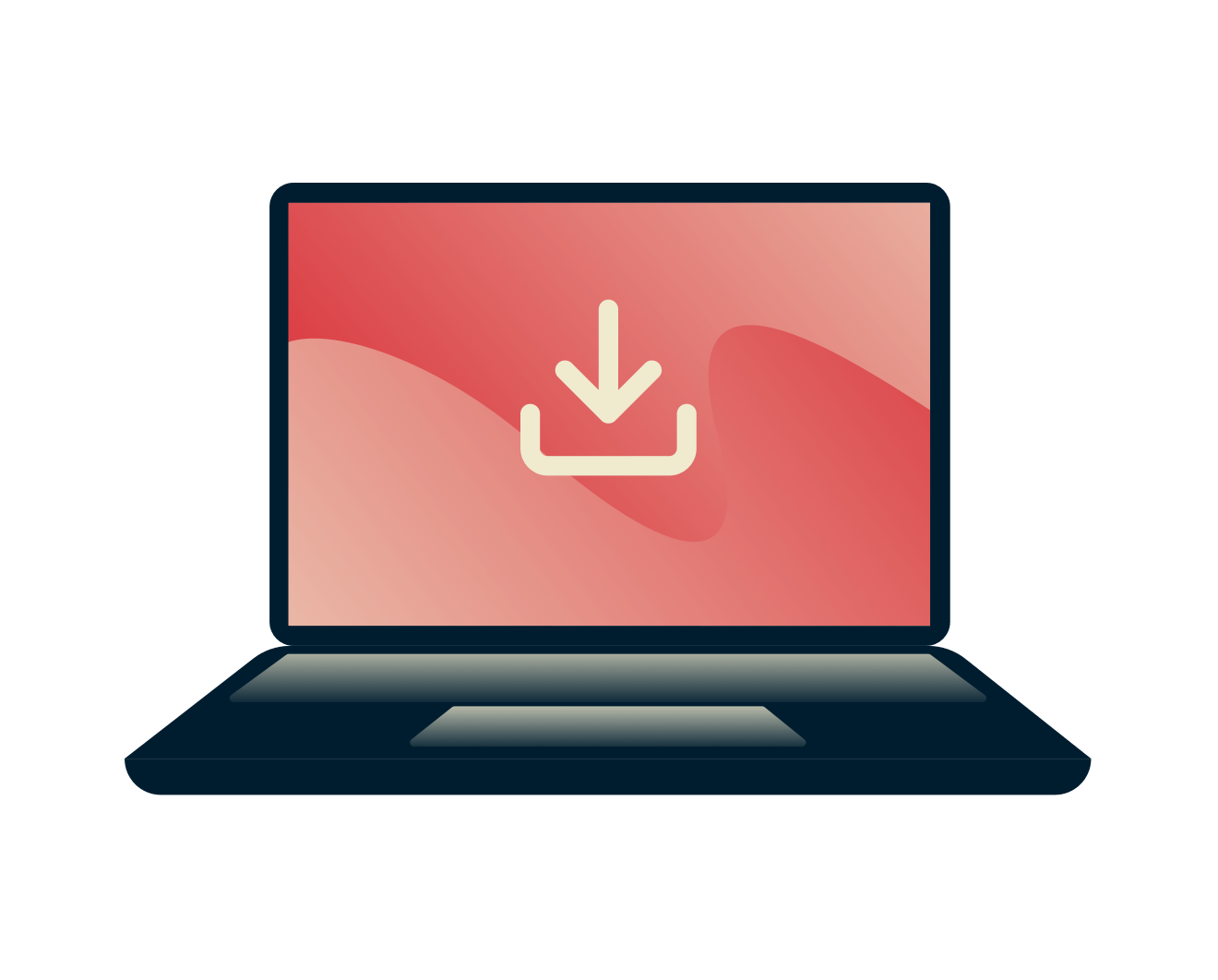 Descarga anónima. Ordenador portátil con icono de descarga.