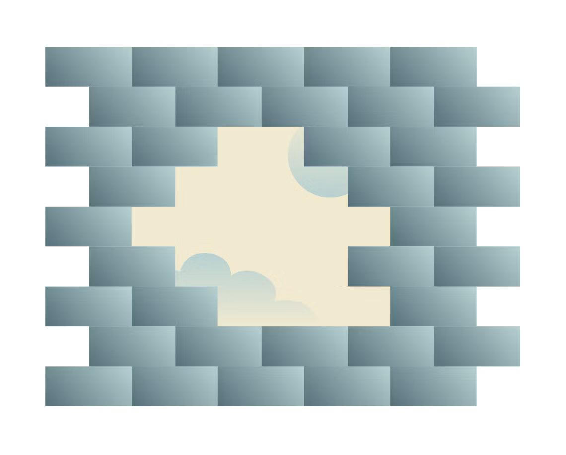 Murvegg med åpning.