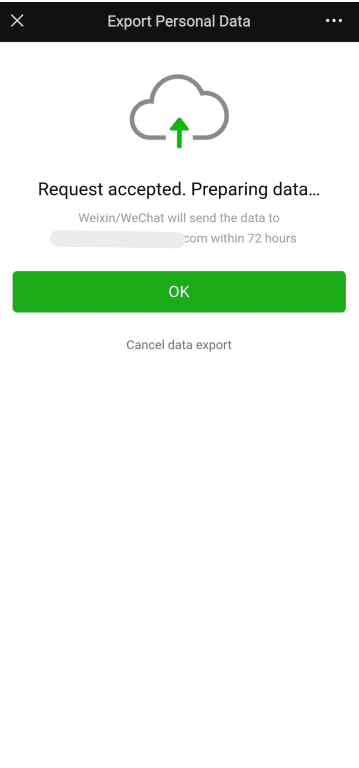 Finishing WeChat personal data export.