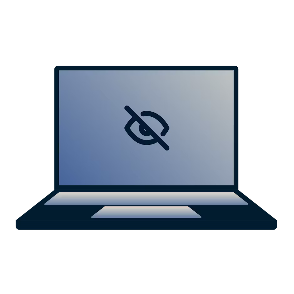 Laptop met geblokkeerde toegang tot inhoud en apps.