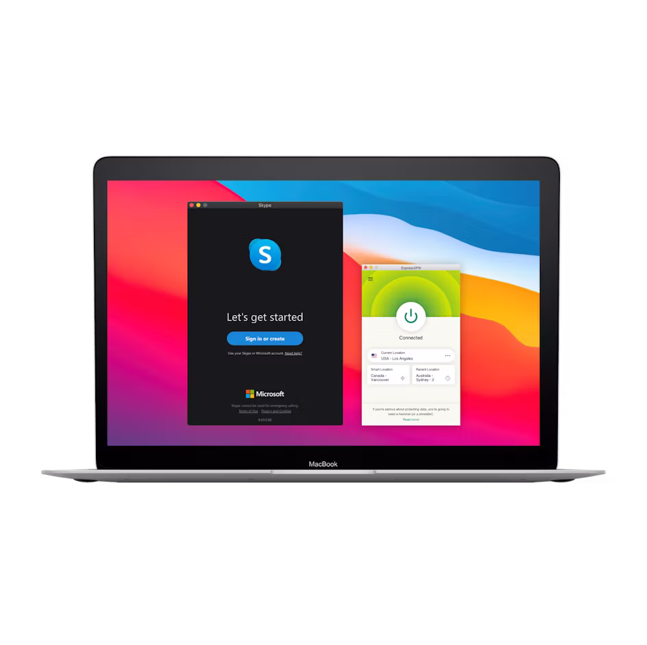 Interface Utilisateur de Skype avec VPN.