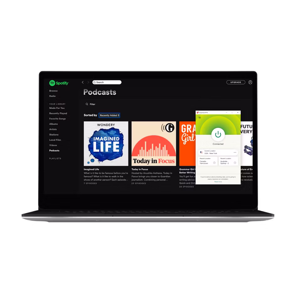 Interface Utilisateur de Spotify avec VPN.