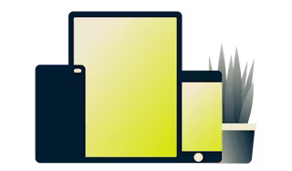 Mobiltelefoner og en tablet er samtidig forbundet til VPN.