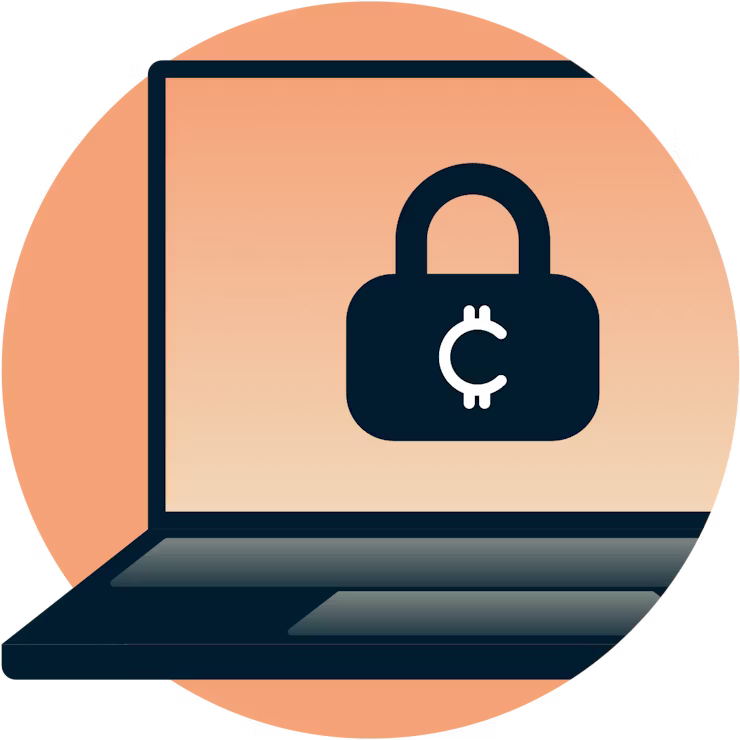 Kryptovaluuttalukko kannettavan näytöllä.