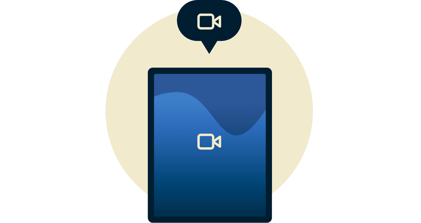 ícone de vídeo em um dispositivo iPad