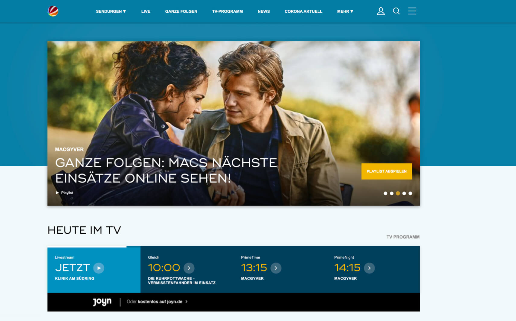 SAT.1 Programm auf Desktop