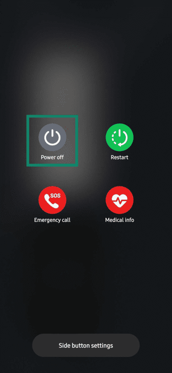 Power off an Android smartphone.