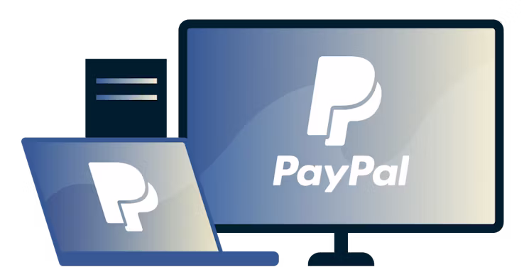 Een desktop en een laptop met het Paypal-logo.