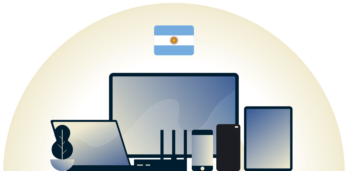 VPN argentin protégeant une variété de dispositifs.