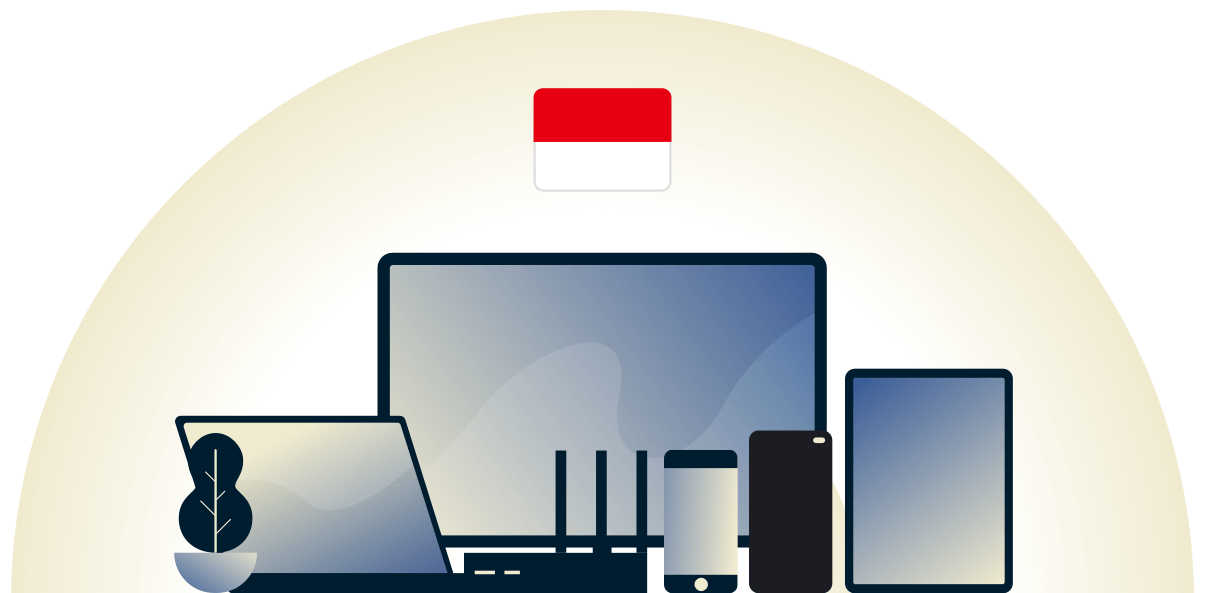 VPN Indonésia protegendo uma variedade de dispositivos.