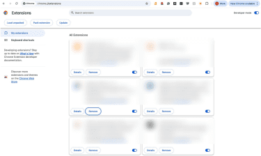 Chrome Extensions page at chrome://extensions
