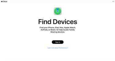 iCloud Find Devices homepage.