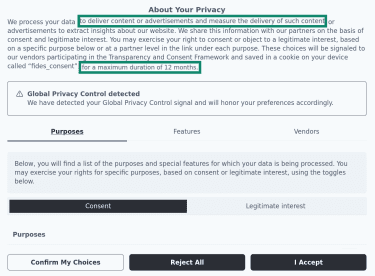 Cookie policy scope and data retention.