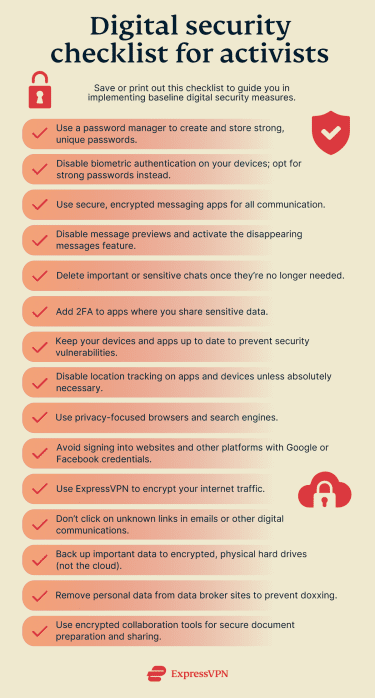 cybersecurity checklist for digital activists