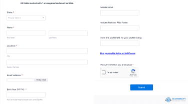 MyLife opt-out form showing required fields