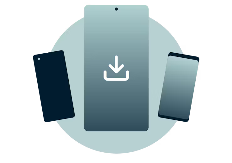 Scarica l'applicazione ExpressVPN per Android. Dispositivi Android con un segno di download.