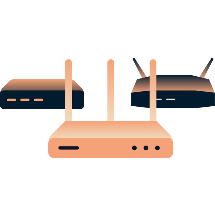 Tre forskellige routere.